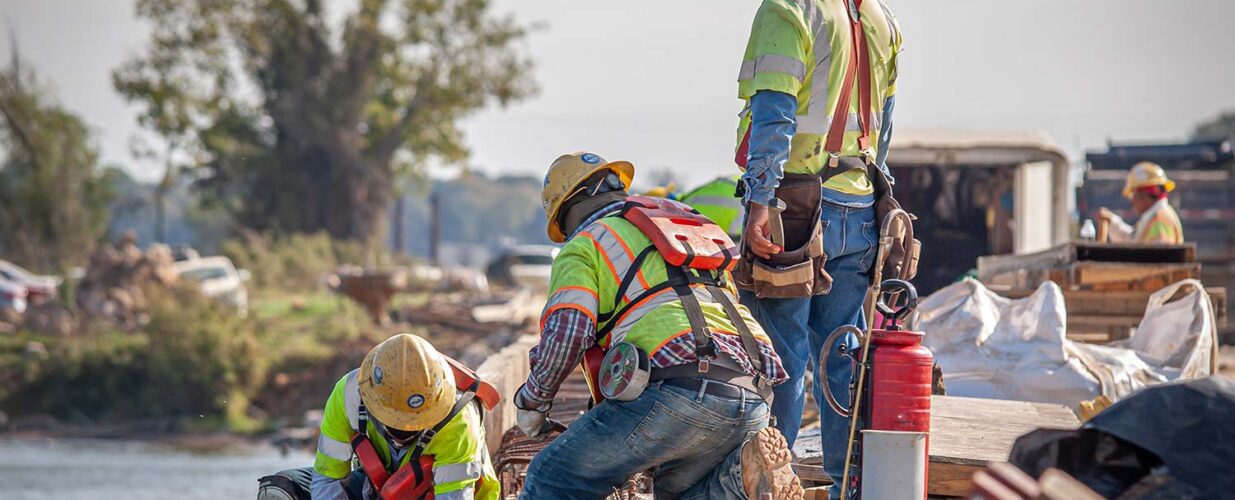 closeup of construction workers on SH 334 Bridge