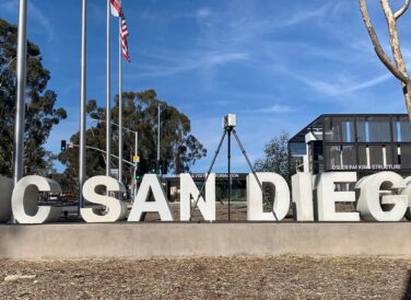 UC San Diego outdoor sign letters with lidar scanner